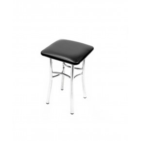 Табурет ВВР Квадрат черный/хром, экокожа